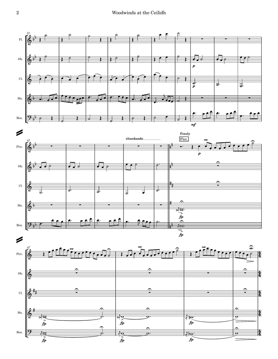 Woodwinds at the Ceilidh Woodwind Quintet scores gallery preview page 2