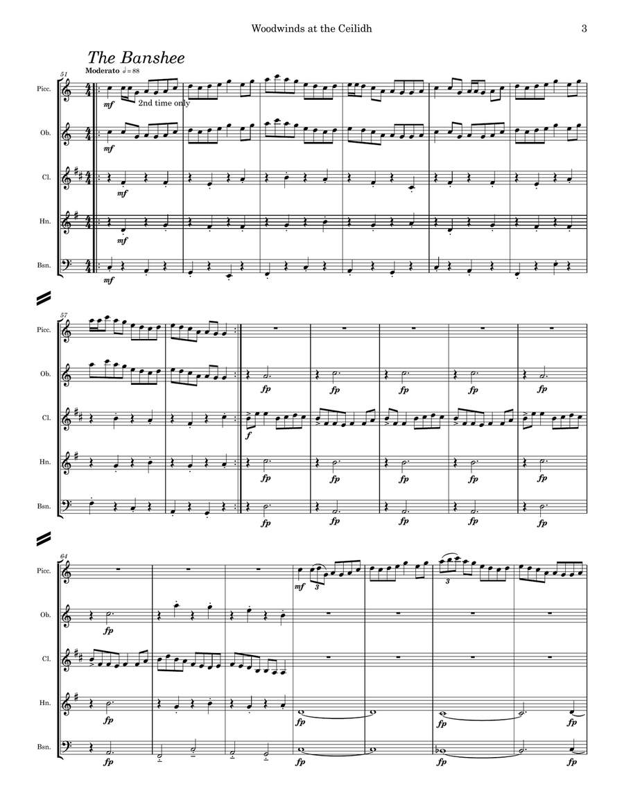Woodwinds at the Ceilidh Woodwind Quintet scores gallery preview page 3