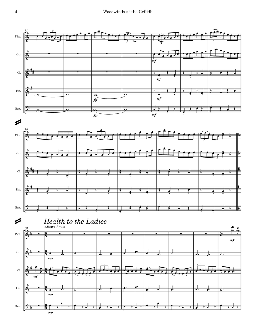 Woodwinds at the Ceilidh Woodwind Quintet scores gallery preview page 4