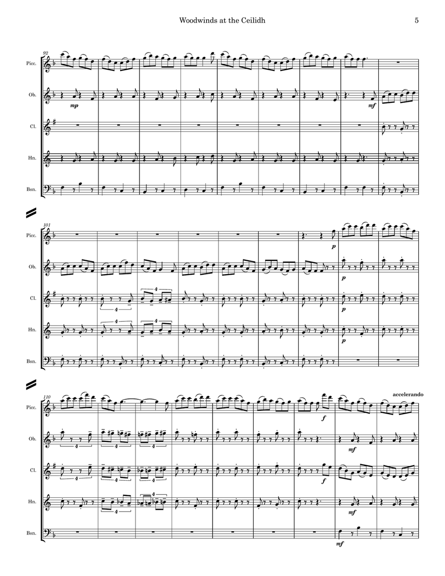 Woodwinds at the Ceilidh Woodwind Quintet scores gallery preview page 5