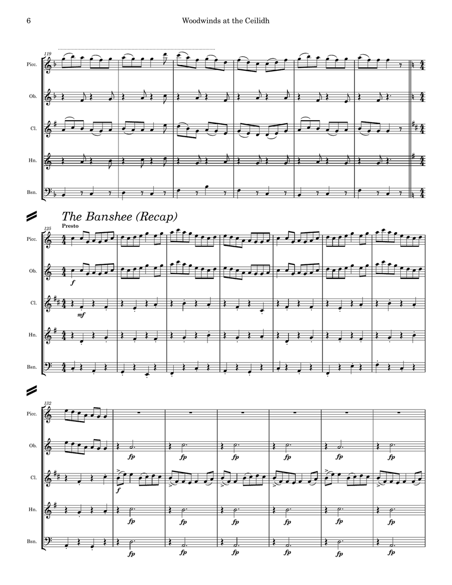 Woodwinds at the Ceilidh Woodwind Quintet scores gallery preview page 6