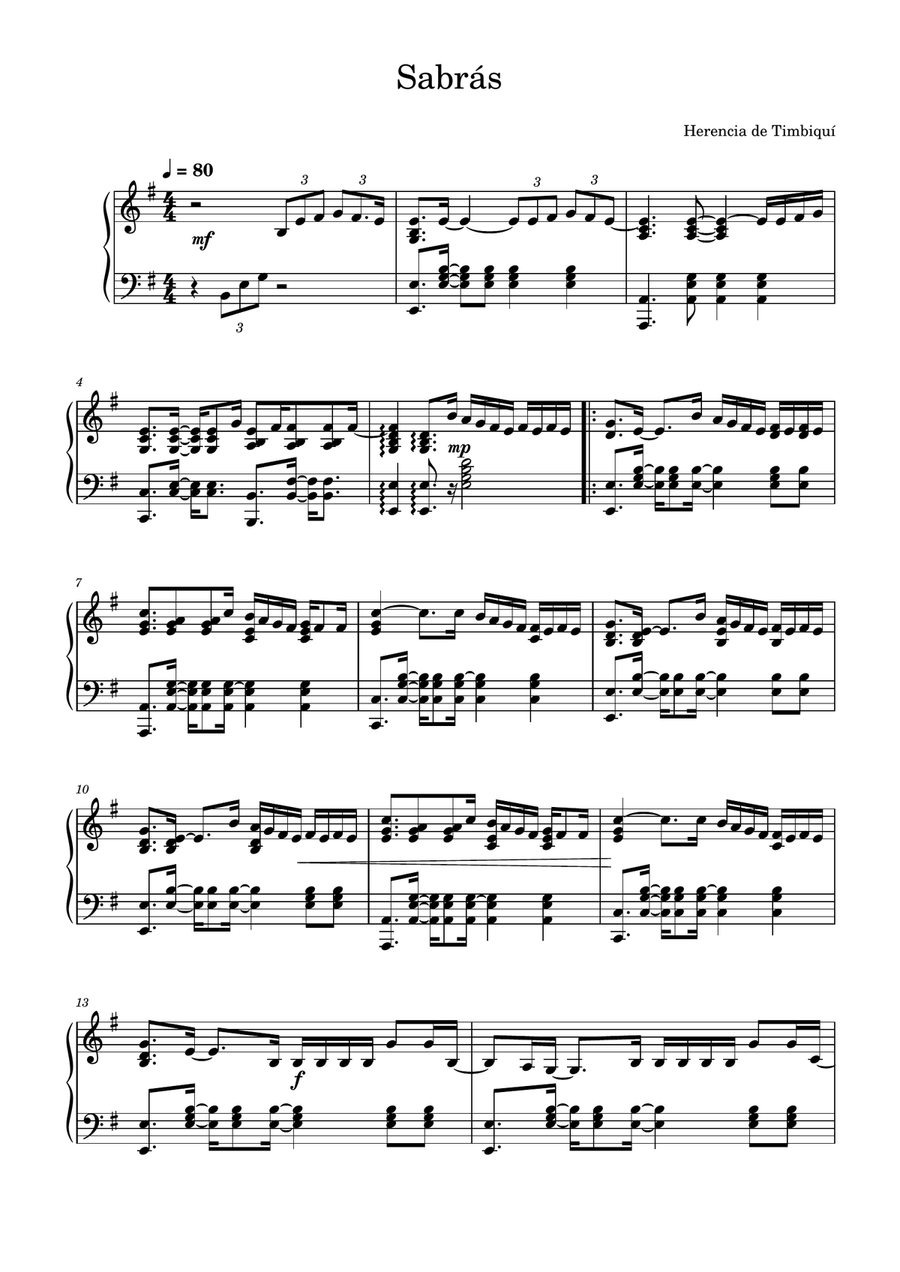 Sabras Sabras Piano Solo scores gallery preview page 1