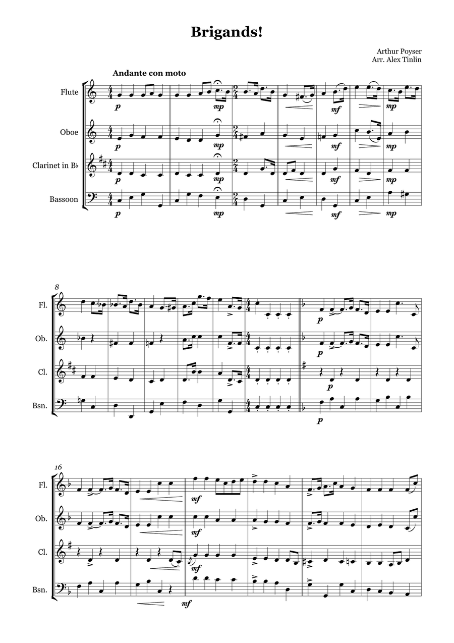 Brigands! Brigands! Woodwind Quartet scores gallery preview page 2