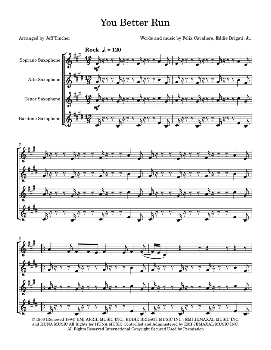 You Better Run You Better Run Saxophone Quartet scores gallery preview page 2