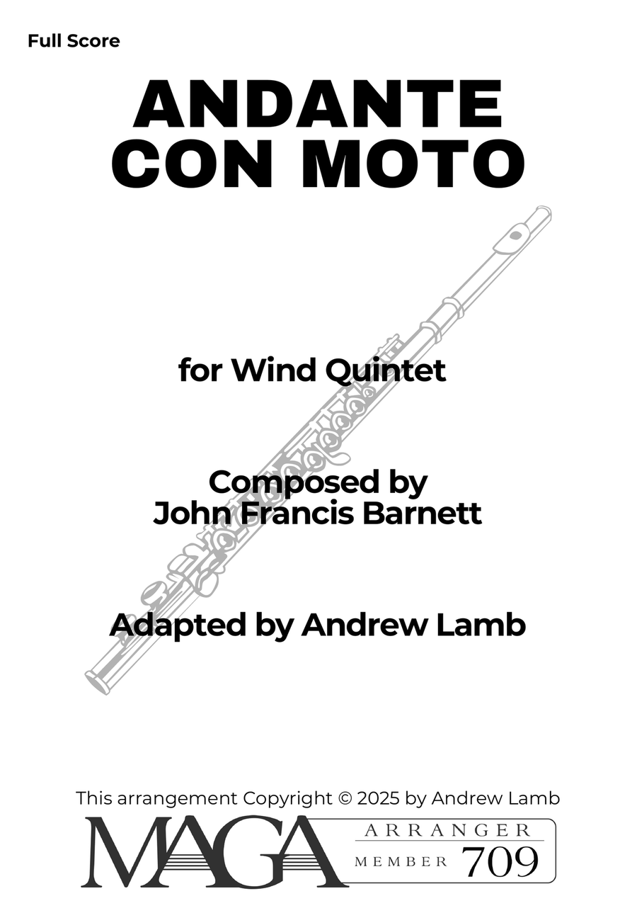 John Barnett | Andante con moto | for Wind Quintet Woodwind Quintet scores gallery preview page 2