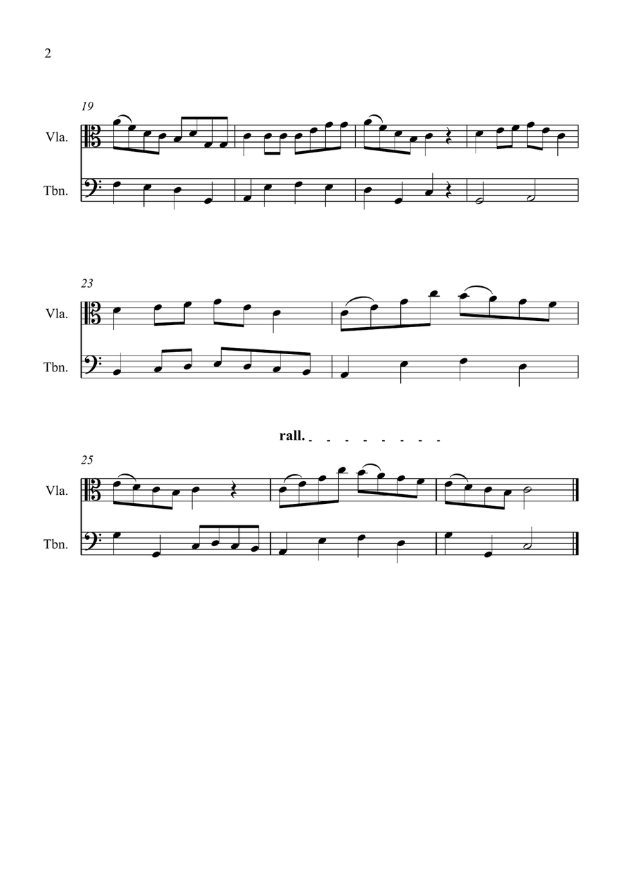 Early One Morning for Viola and Trombone Duet Trombone scores gallery preview page 2