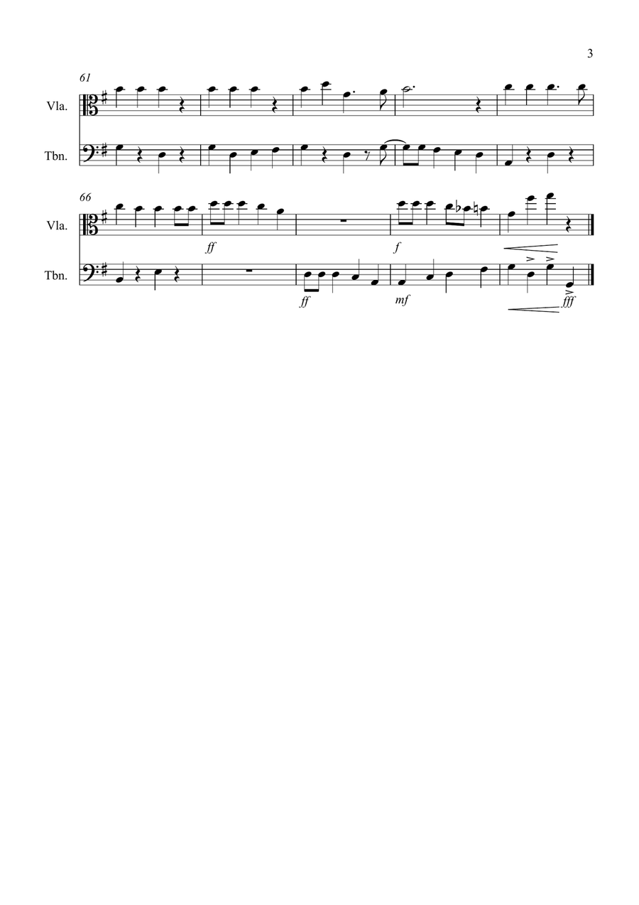 Jingle Bells (Jazzy Style!) for Viola and Trombone Duet Trombone scores gallery preview page 3
