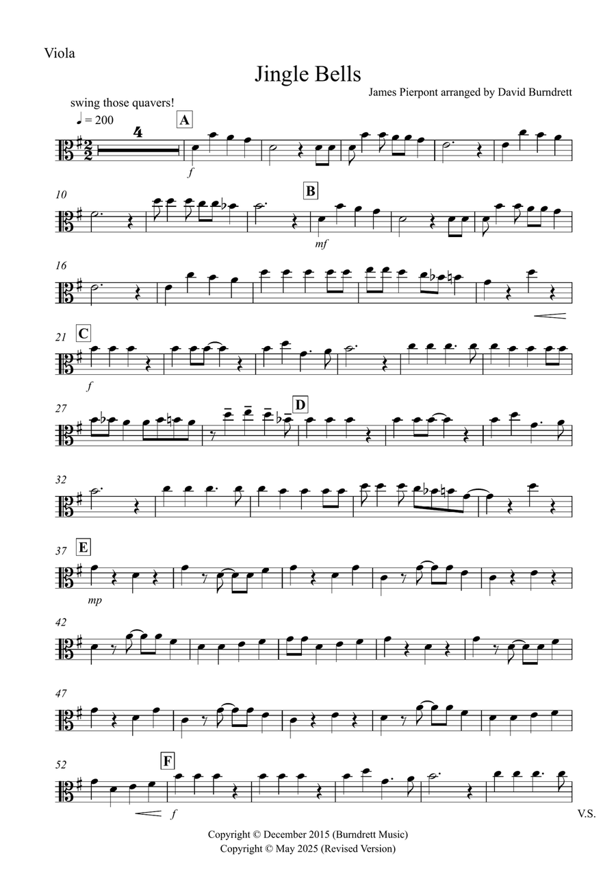 Jingle Bells (Jazzy Style!) for Viola and Trombone Duet Trombone scores gallery preview page 4