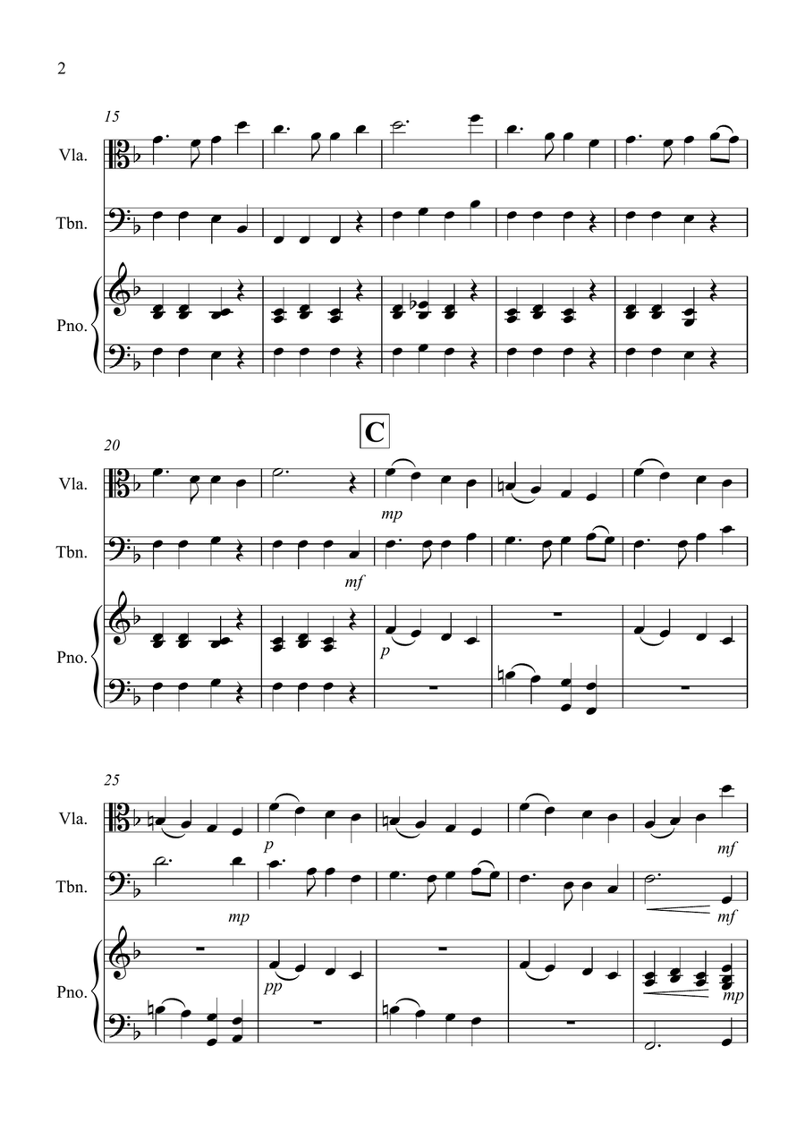 Auld Lang Syne for Viola and Trombone Duet Trombone scores gallery preview page 2