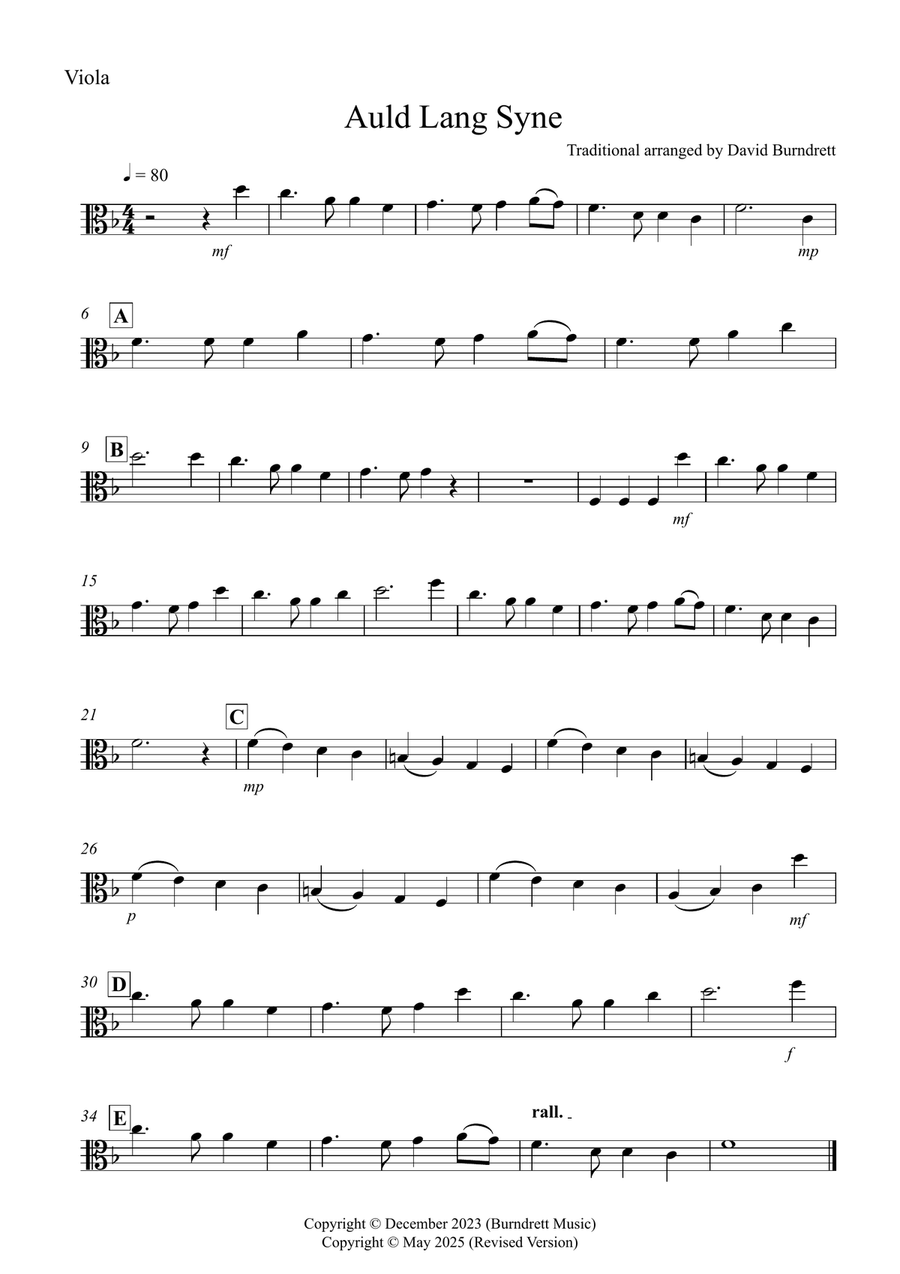 Auld Lang Syne for Viola and Trombone Duet Trombone scores gallery preview page 4