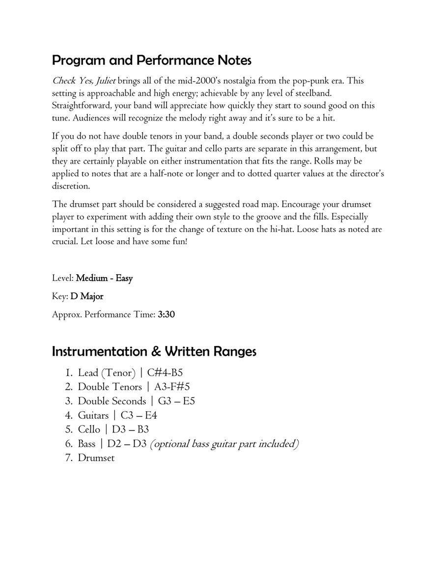 Check Yes, Juliet Steel Drum Band scores gallery preview page 2