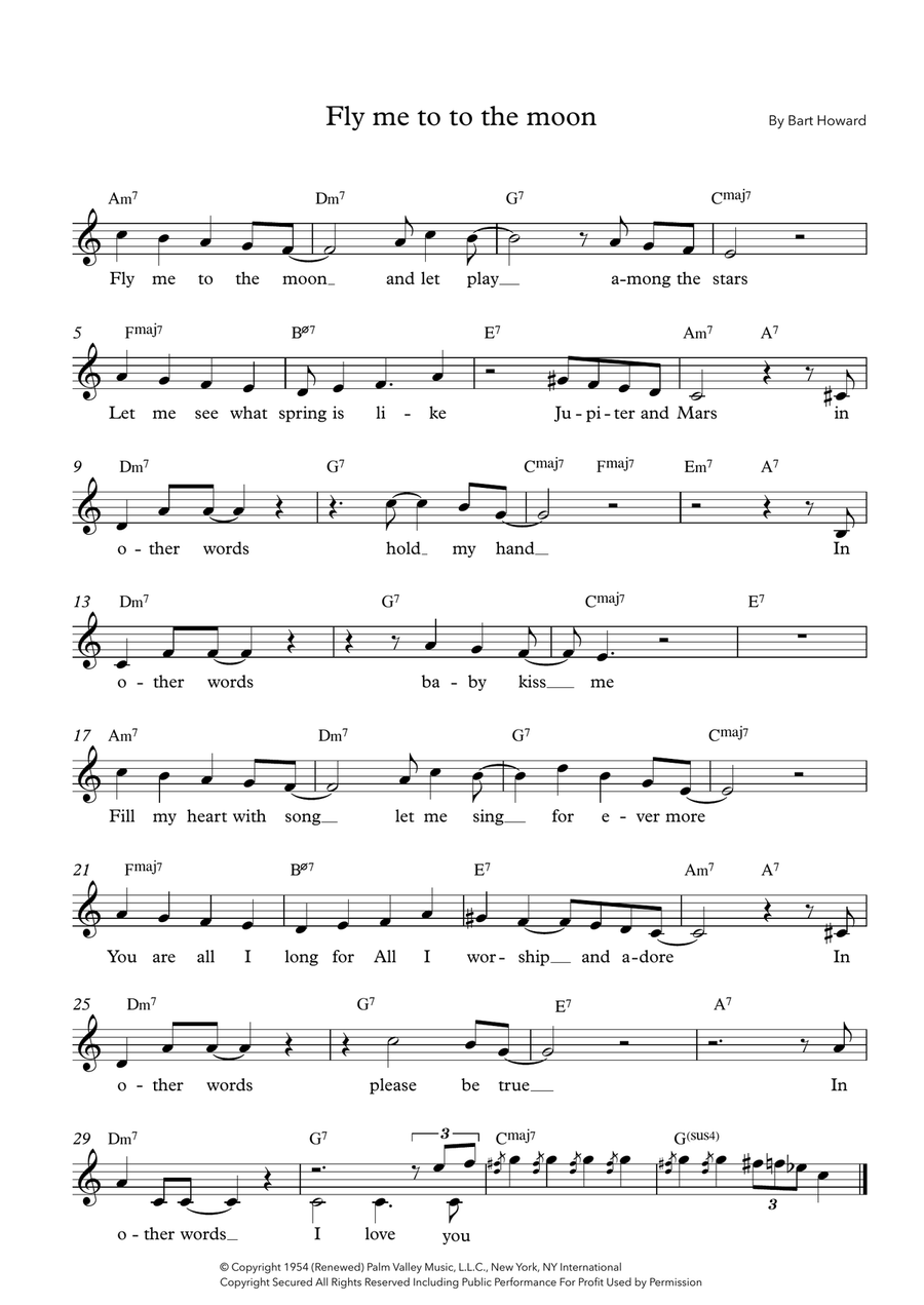 Fly Me To The Moon (In Other Words) Piano scores gallery preview page 1