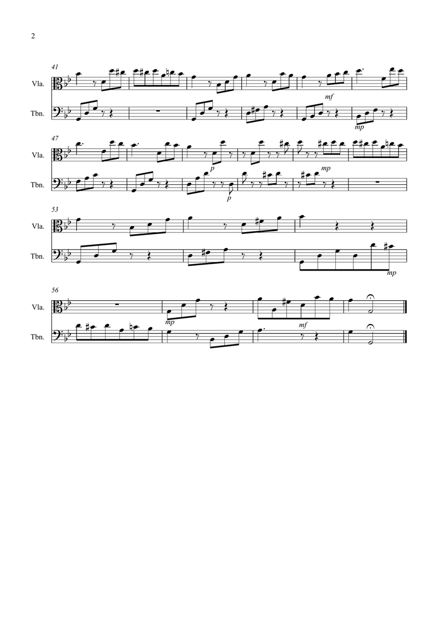 Fur Elise for Viola and Trombone Duet Trombone scores gallery preview page 2