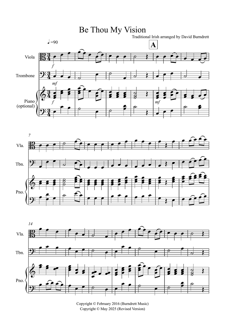 Be Thou My Vision for Viola and Trombone Duet Trombone scores gallery preview page 1