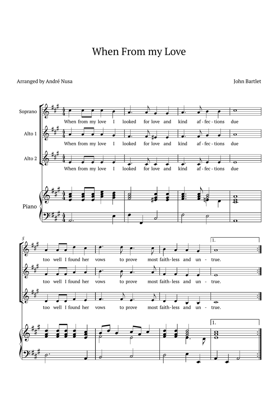 When From My Love Women's Choir scores gallery preview page 1