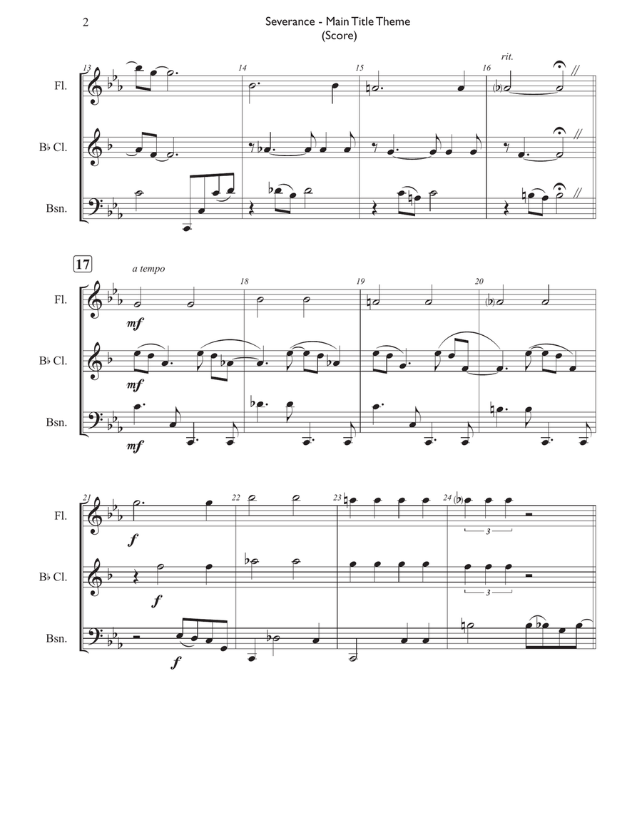 Severance - Main Title Theme Woodwind Trio scores gallery preview page 3