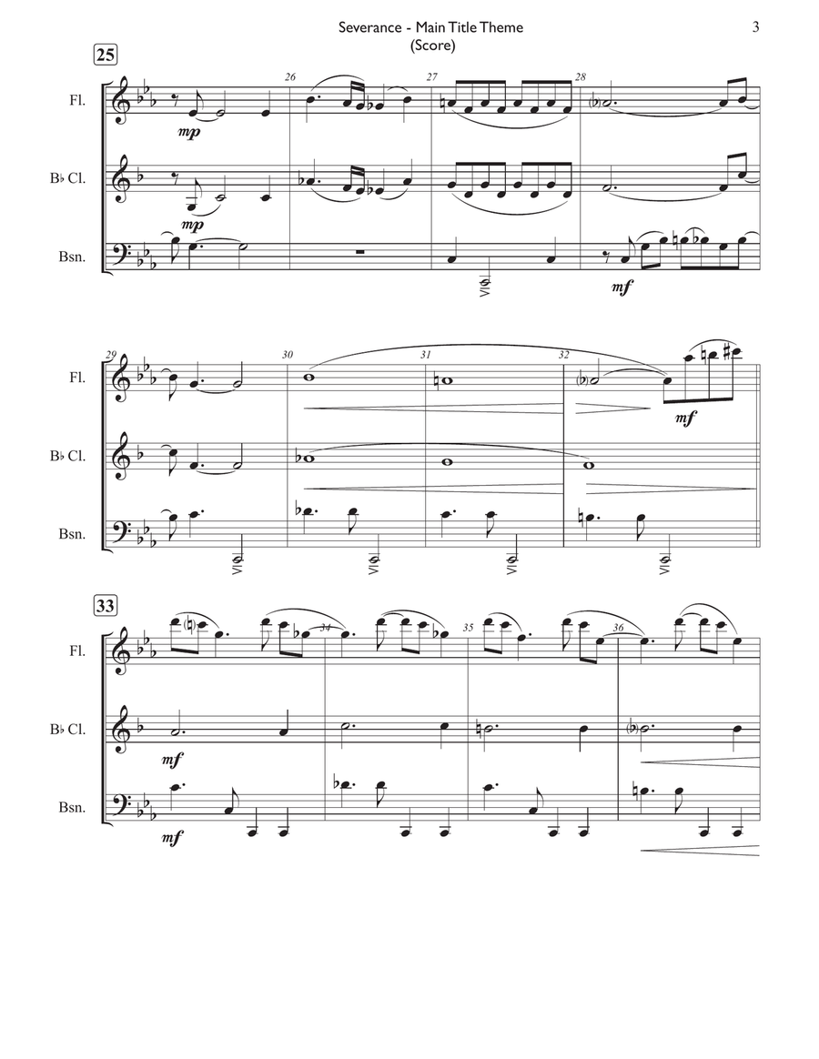Severance - Main Title Theme Woodwind Trio scores gallery preview page 4