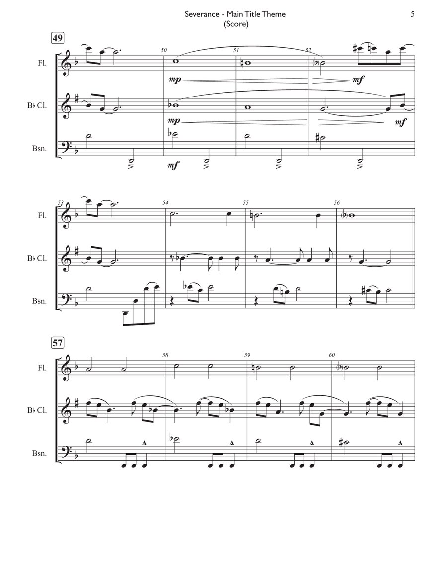 Severance - Main Title Theme Woodwind Trio scores gallery preview page 6
