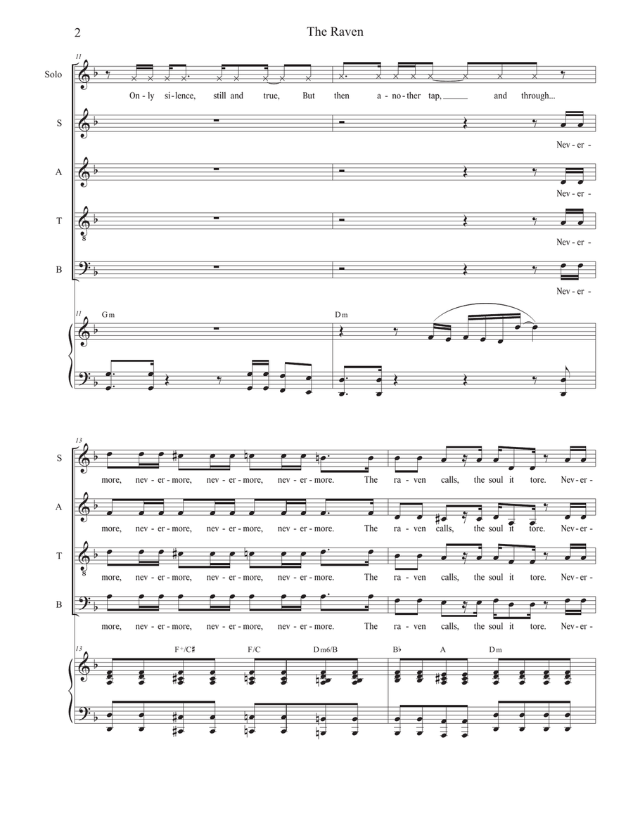 The Raven (Vocal solo with SATB) 4-Part scores gallery preview page 2