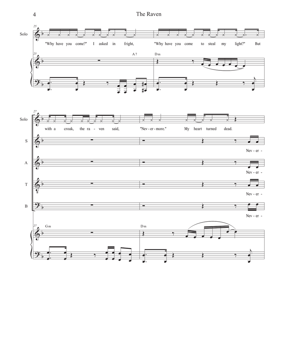 The Raven (Vocal solo with SATB) 4-Part scores gallery preview page 4