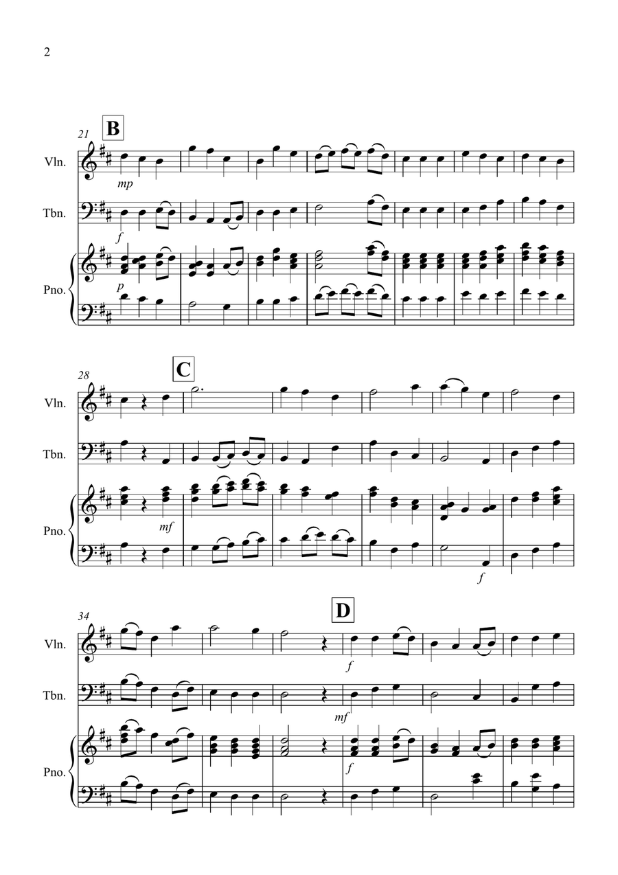 Be Thou My Vision for Violin and Trombone Duet Trombone scores gallery preview page 2