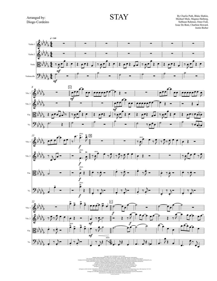Stay String Quartet scores gallery preview page 1