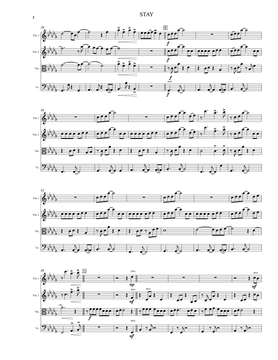 Stay String Quartet scores gallery preview page 2