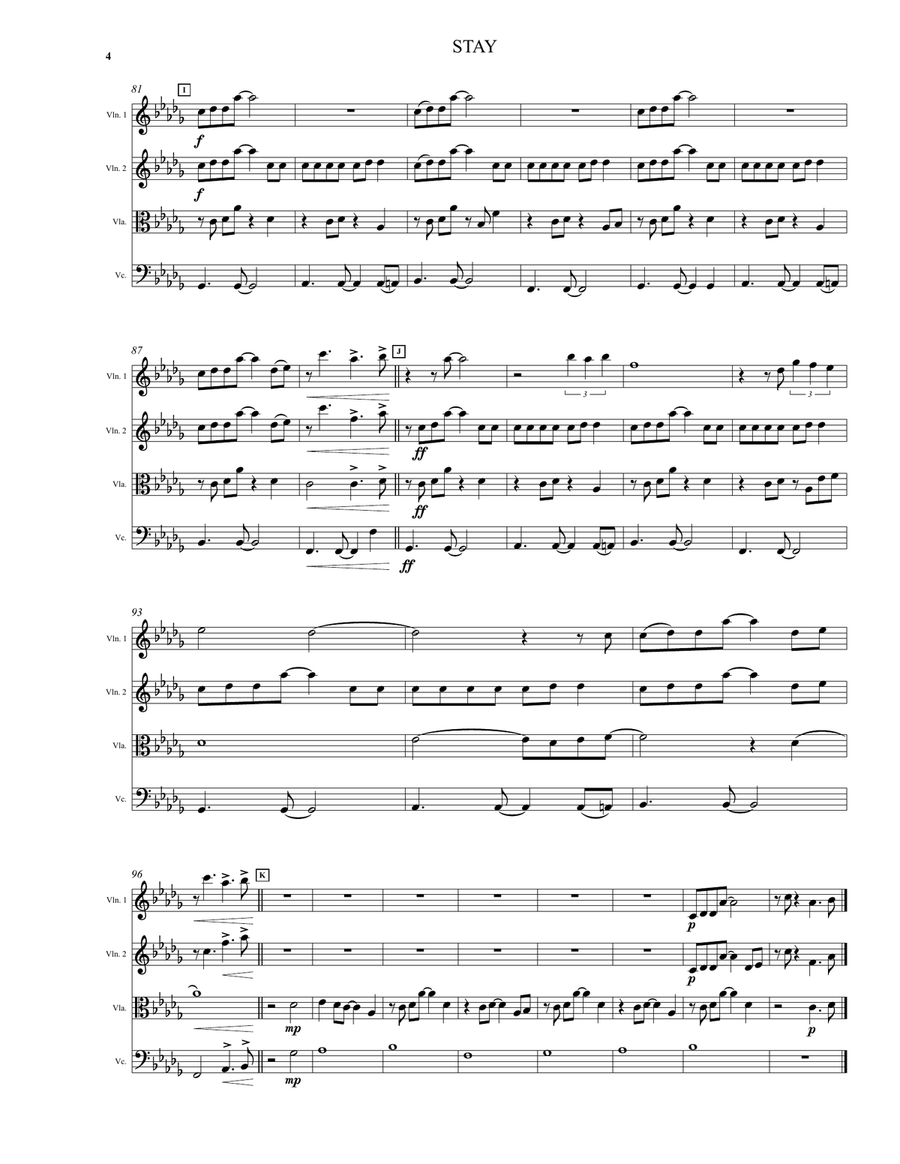 Stay String Quartet scores gallery preview page 4