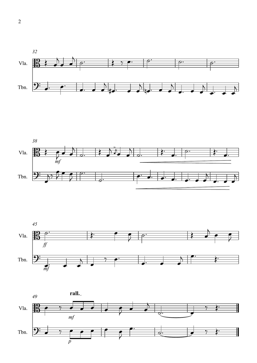 O Holy Night for Viola and Trombone Duet Trombone scores gallery preview page 2
