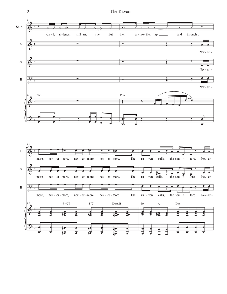 The Raven (Vocal solo with SAB) 3-Part scores gallery preview page 2