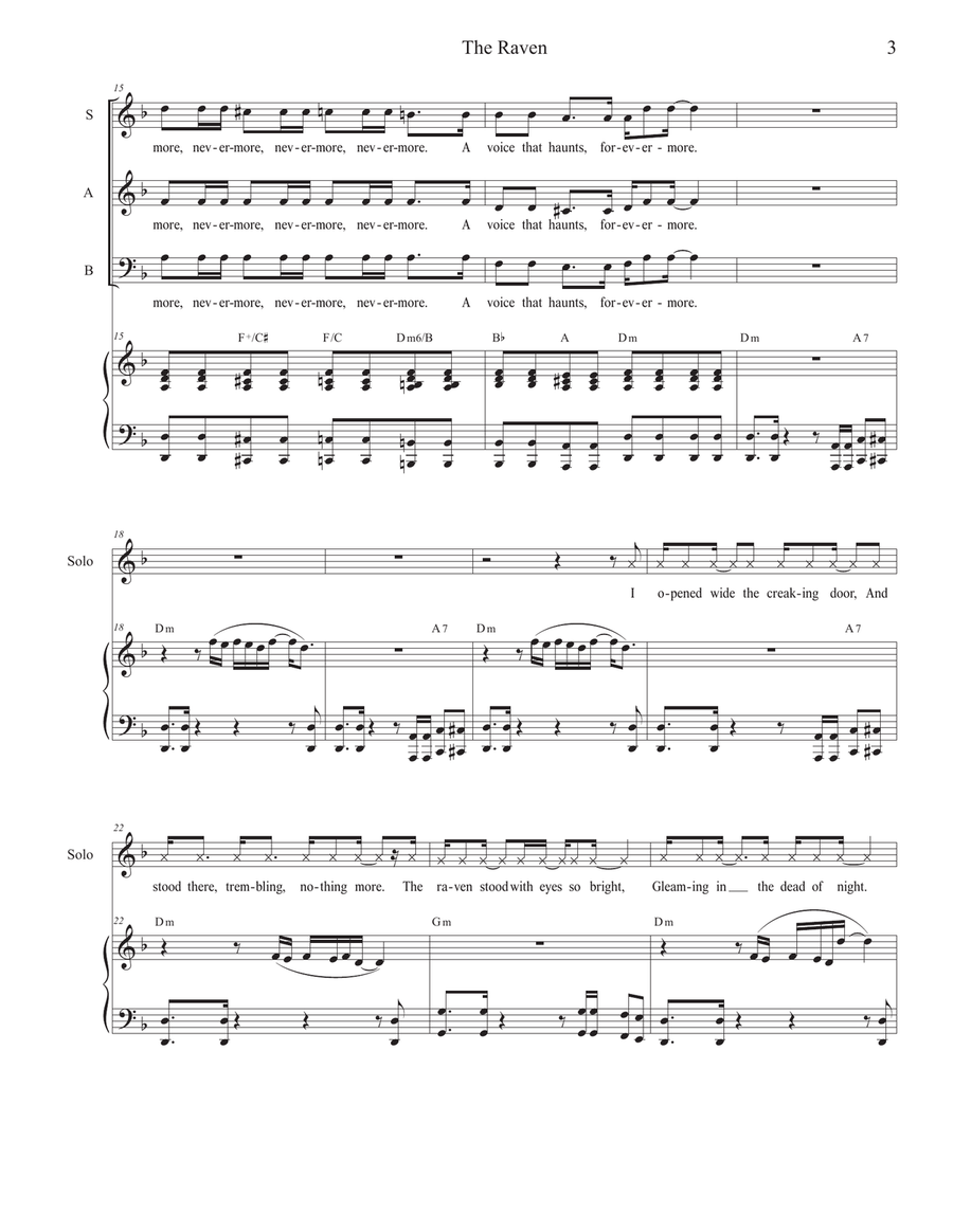 The Raven (Vocal solo with SAB) 3-Part scores gallery preview page 3