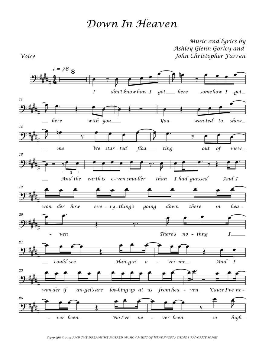 Down In Heaven Down In Heaven Medium Voice scores gallery preview page 1