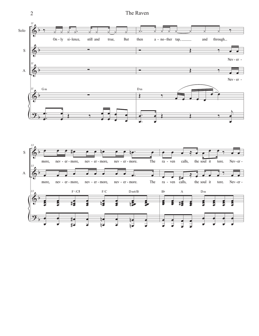The Raven (Vocal solo with 2-part choir - (SA) SA scores gallery preview page 2