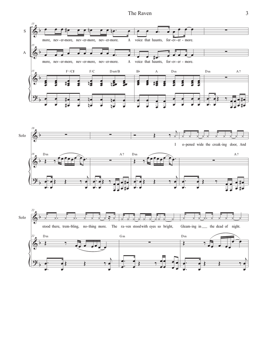 The Raven (Vocal solo with 2-part choir - (SA) SA scores gallery preview page 3