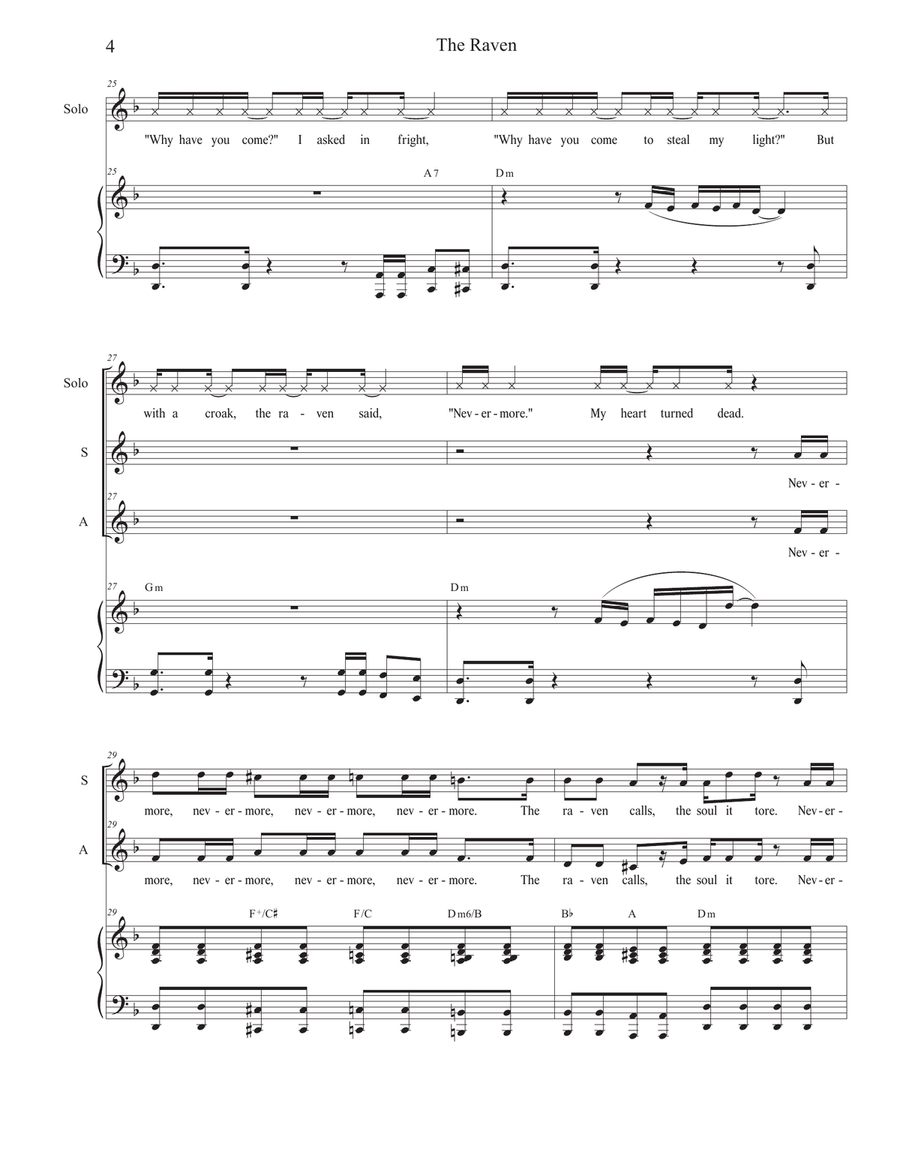 The Raven (Vocal solo with 2-part choir - (SA) SA scores gallery preview page 4