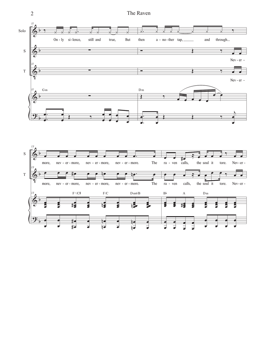 The Raven (Vocal solo with Soprano and Tenor Duet) Tenor Voice scores gallery preview page 2