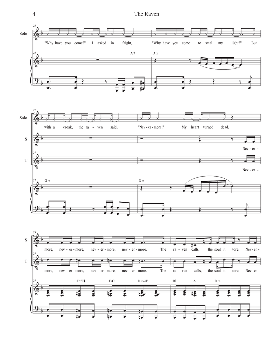 The Raven (Vocal solo with Soprano and Tenor Duet) Tenor Voice scores gallery preview page 4