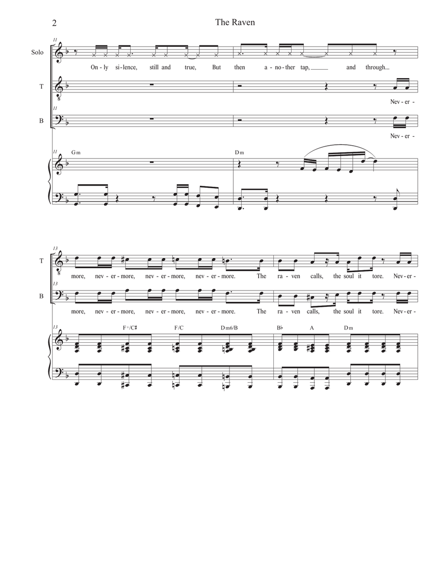 The Raven (Vocal solo with Tenor and Bass Duet) Tenor Voice scores gallery preview page 2