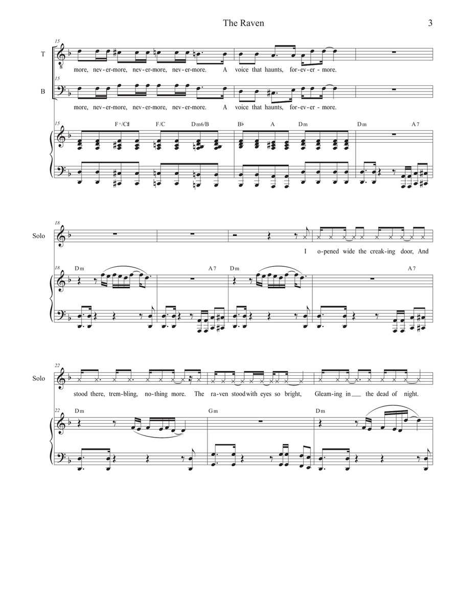 The Raven (Vocal solo with Tenor and Bass Duet) Tenor Voice scores gallery preview page 3