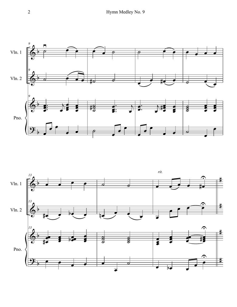 Hymn Medley No. 9 (Violin Duet with Piano Accompaniment) String Duet scores gallery preview page 2