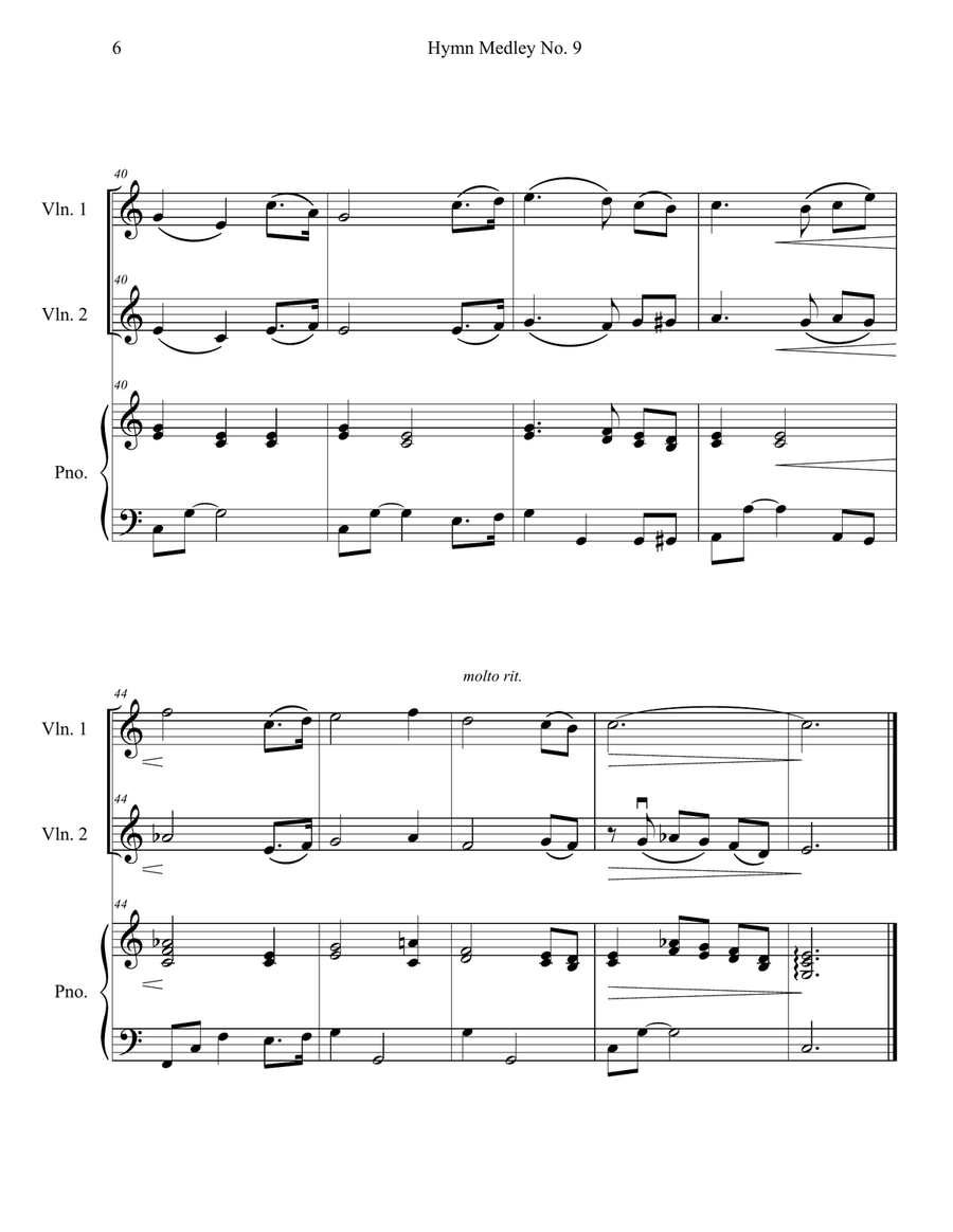 Hymn Medley No. 9 (Violin Duet with Piano Accompaniment) String Duet scores gallery preview page 6