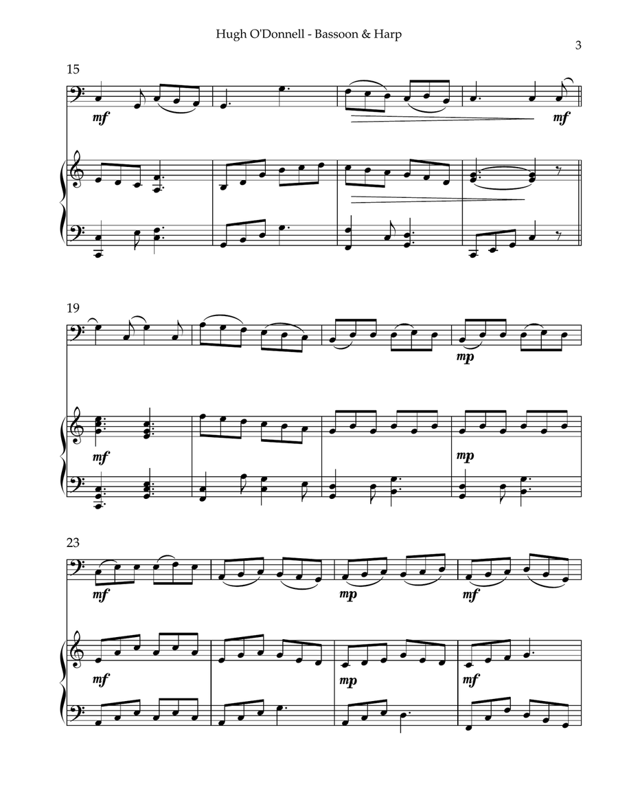 Hugh O’Donnell, Duet for Bassoon & Harp Bassoon scores gallery preview page 3