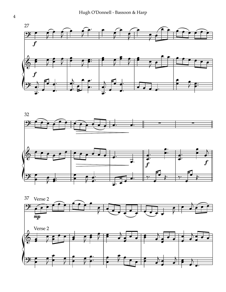 Hugh O’Donnell, Duet for Bassoon & Harp Bassoon scores gallery preview page 4