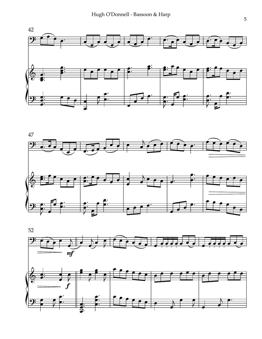 Hugh O’Donnell, Duet for Bassoon & Harp Bassoon scores gallery preview page 5