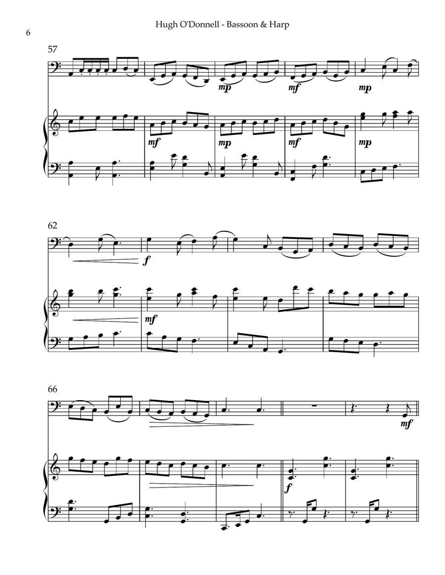 Hugh O’Donnell, Duet for Bassoon & Harp Bassoon scores gallery preview page 6
