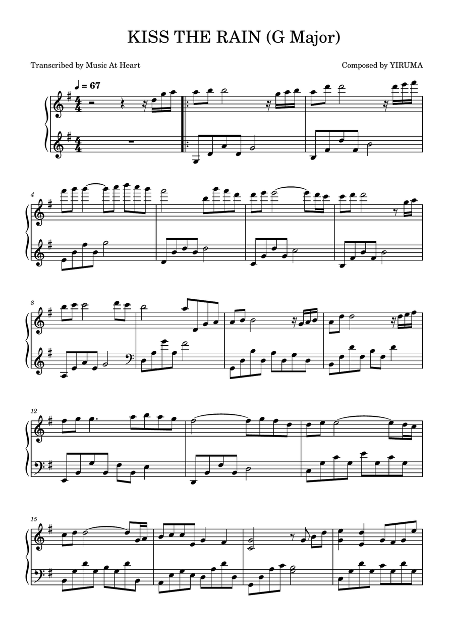 Kiss The Rain Kiss The Rain Easy Piano scores gallery preview page 1