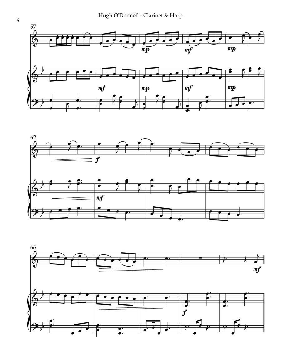 Hugh O’Donnell, Duet for Bb Clarinet & Harp B-Flat Clarinet scores gallery preview page 6
