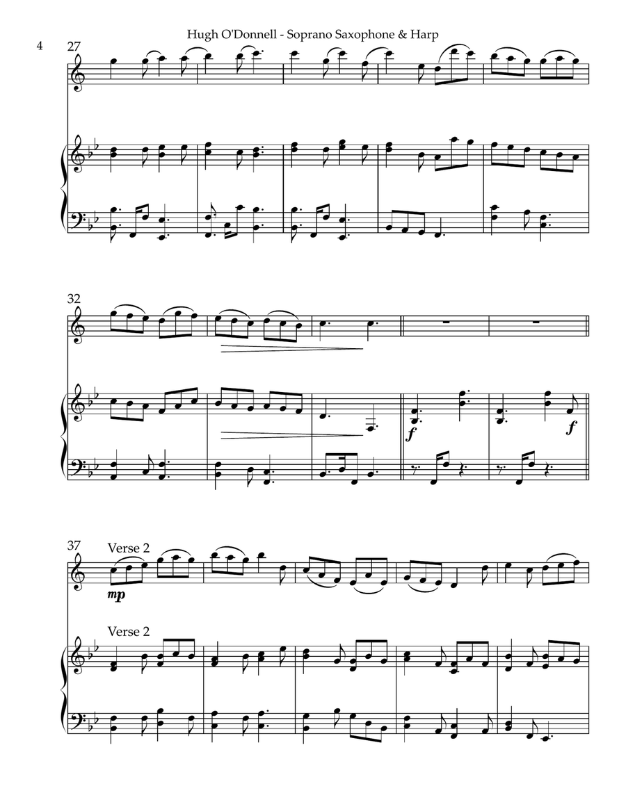 Hugh O’Donnell, Duet for Bb Soprano Saxophone & Harp Soprano Saxophone scores gallery preview page 4