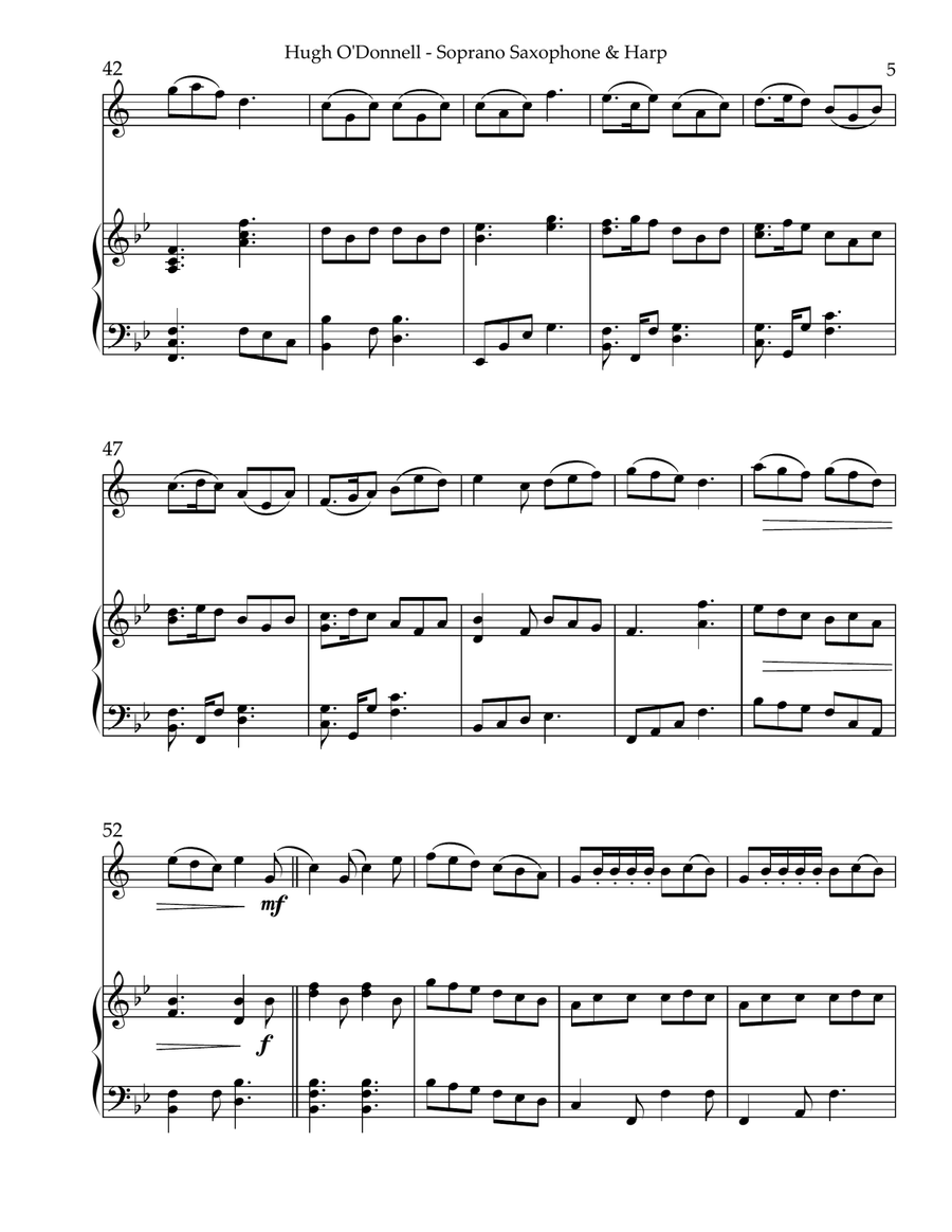 Hugh O’Donnell, Duet for Bb Soprano Saxophone & Harp Soprano Saxophone scores gallery preview page 5