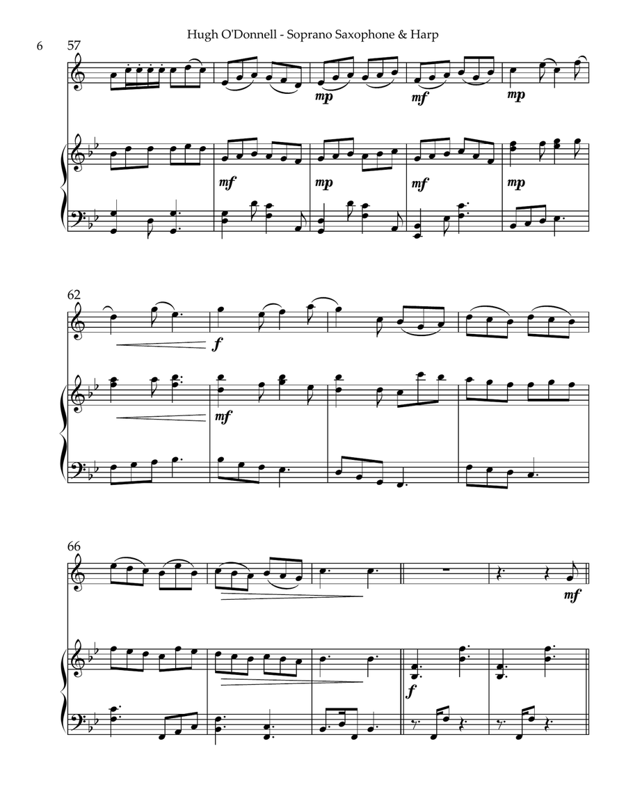 Hugh O’Donnell, Duet for Bb Soprano Saxophone & Harp Soprano Saxophone scores gallery preview page 6